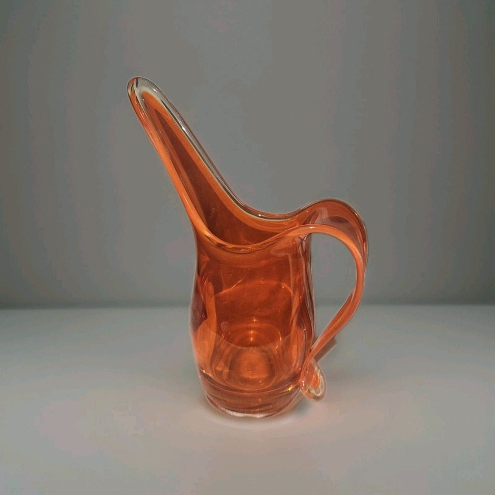 MCM Viking Glass 6.25" Epic Stretched Swung Glass Pitcher Persimmon Rare Size‎